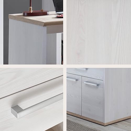 DEINE TANTE EMMA 39-015-D4 Romance Sibiu Larch White / Sanremo Oak Nb. Desk Angle Work Table Office Table Approx. 177 x 76 x 130 cm