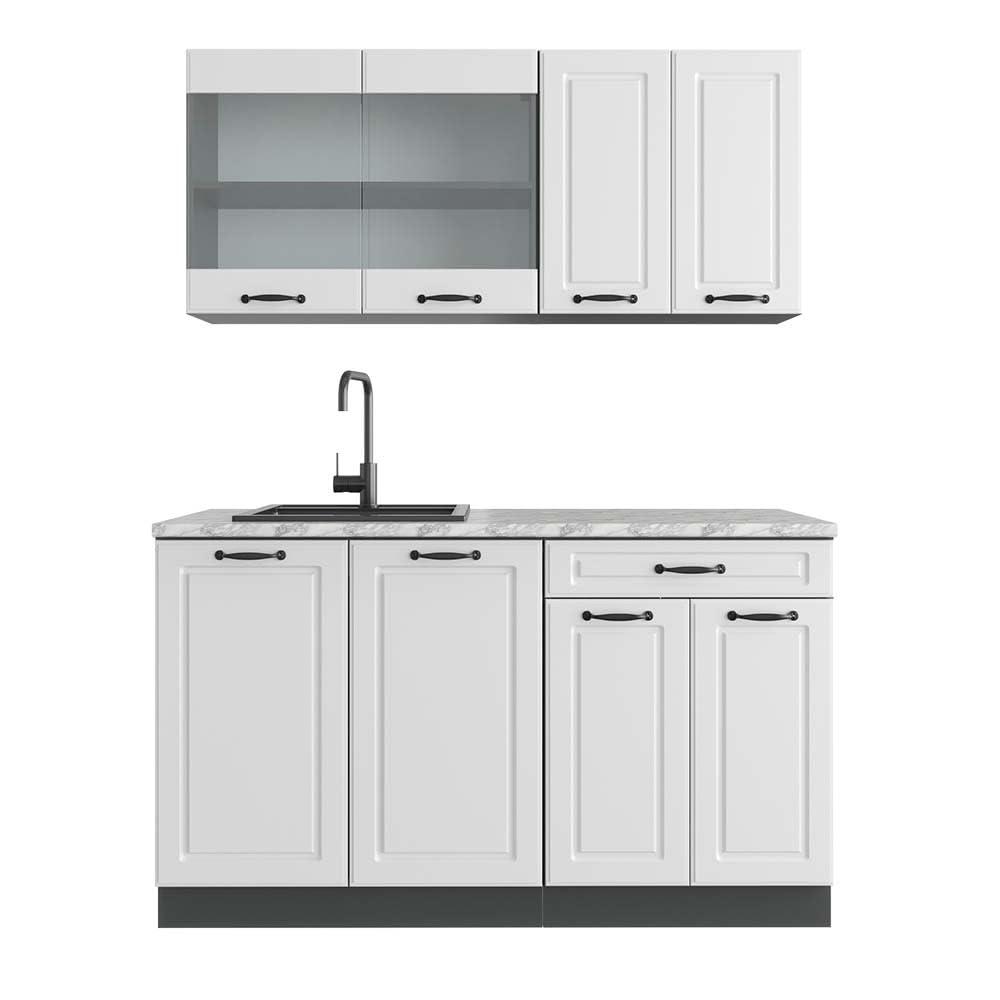 Vicco Single Kitchen R-Line, White High Gloss / Anthracite, 140 cm without Worktop
