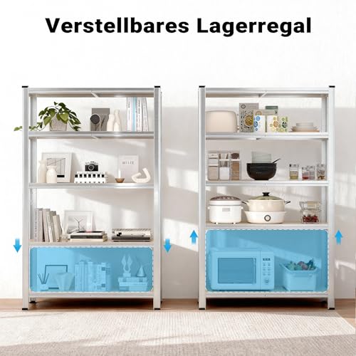 Wiltec Heavy Duty Shelving Unit 160 x 60 x 180 cm, 175 kg Shelf, Galvanised Steel, Load Shelving Unit with 4 Shelves, Workshop Shelving