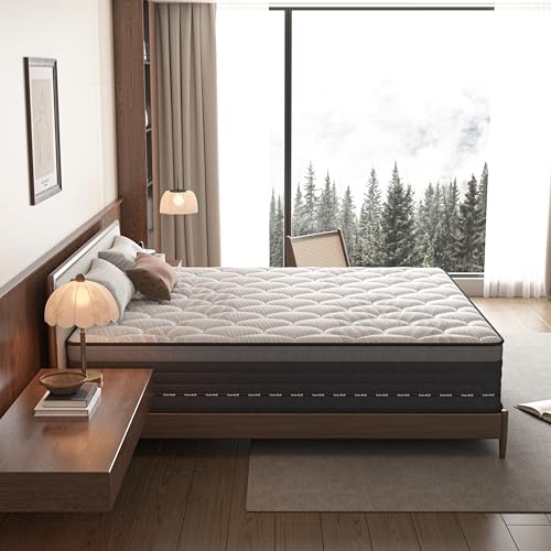 MRH Super King 180 x 200 cm White Mattress Memory Foam Hybrid Mattress Medium Hard Breathable Pressure Relieving Single Pocket Springs for Children and Adults (Super King Mattress)