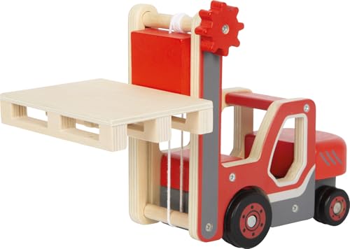 small foot Crane Truck with Wooden Pallet, Toy Vehicle for Children, with 360° Rotating Crane and Accessories, from 2 Years, 12639