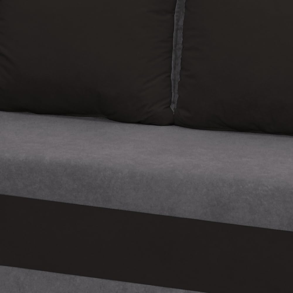 FORNIRO 24 Loft Ecksofa mit Schlaffunktion und Bettkasten - Sofa mit 3 Sitzen und Robustem Überzug - Universal Schlafcouch L-Form - Modern Couch - 225x130x75 cm - Schwarz-Türkis