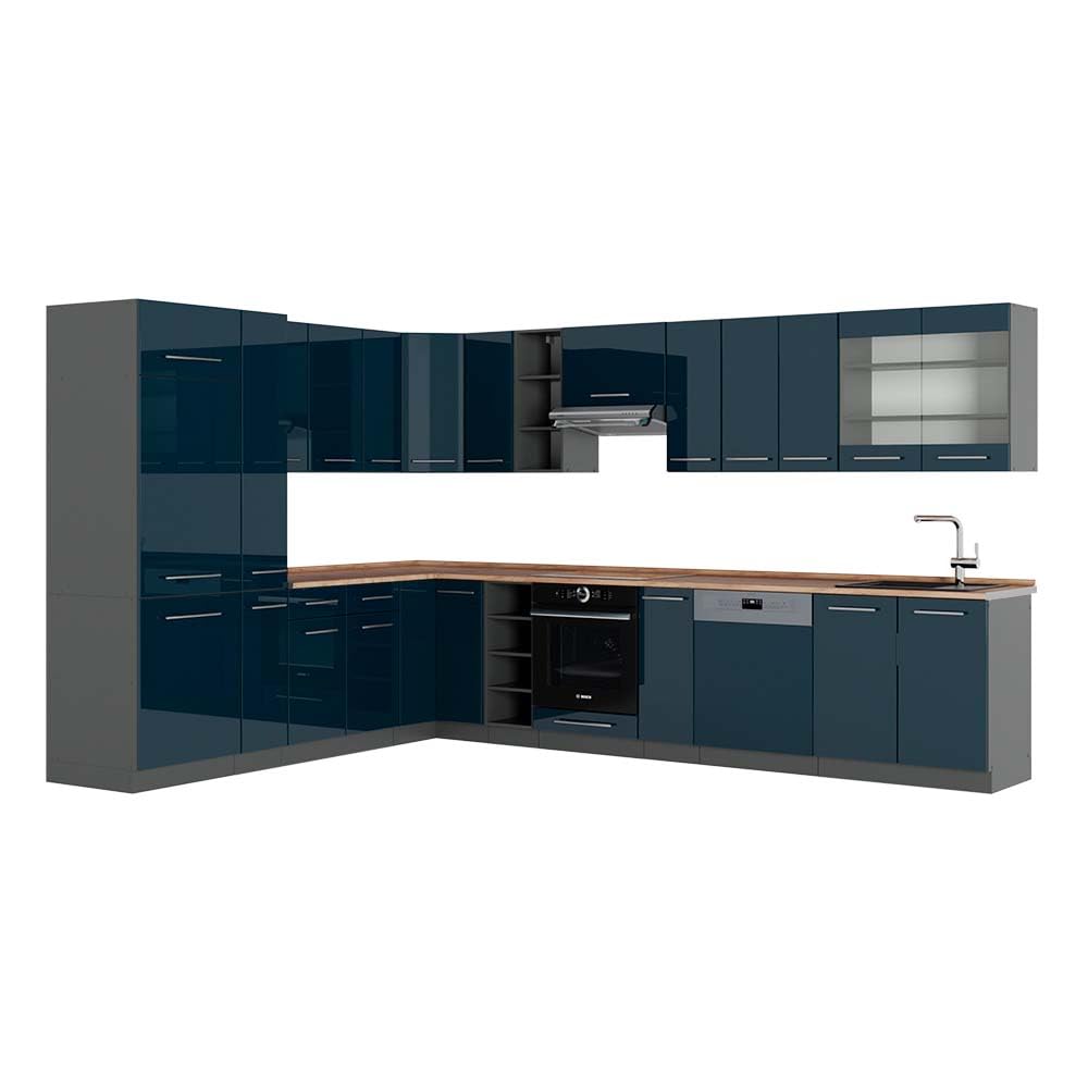 Vicco Fame-Line Corner Kitchen 257 x 347 cm White High Gloss / Anthracite without Worktop