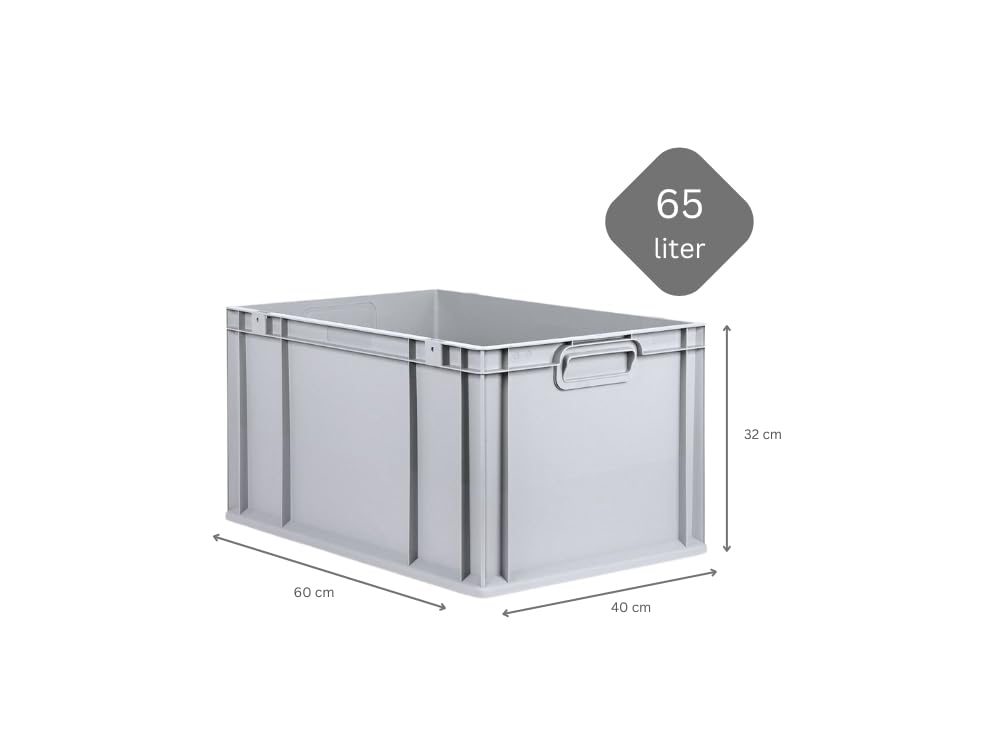 PROREGAL SuperSparSet 5 x Eurobox NextGen Economy | Closed Handles | H x W x D 17 x 30 x 40 cm | 16 Litres | Euro Container, Transport Box, Transport Container, Stacking Container