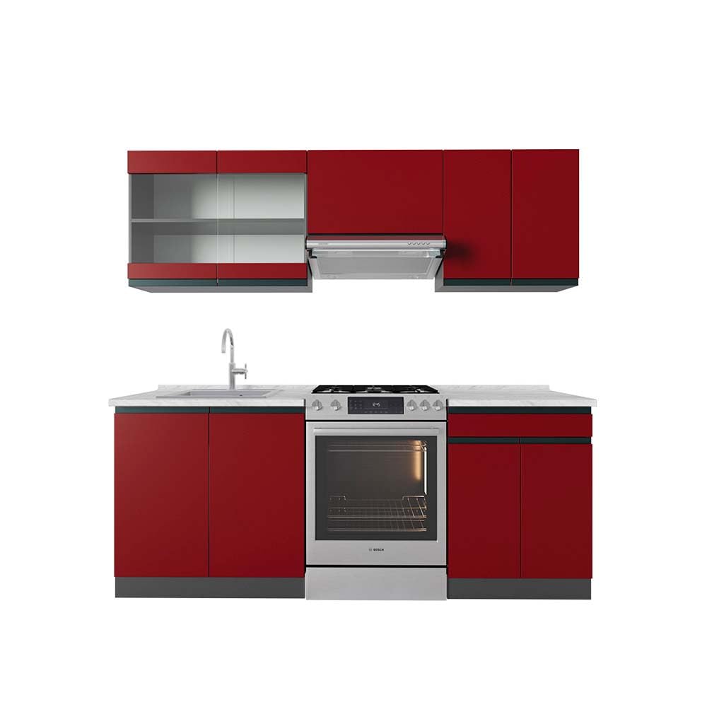 Vicco R-Line Kitchen Unit, White High-Gloss / Anthracite, 200 cm without Worktop