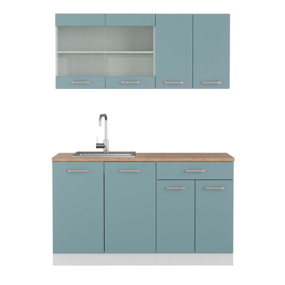 Vicco Single Kitchen R-Line, Blue/Grey/White, 140 cm, AP Anthracite