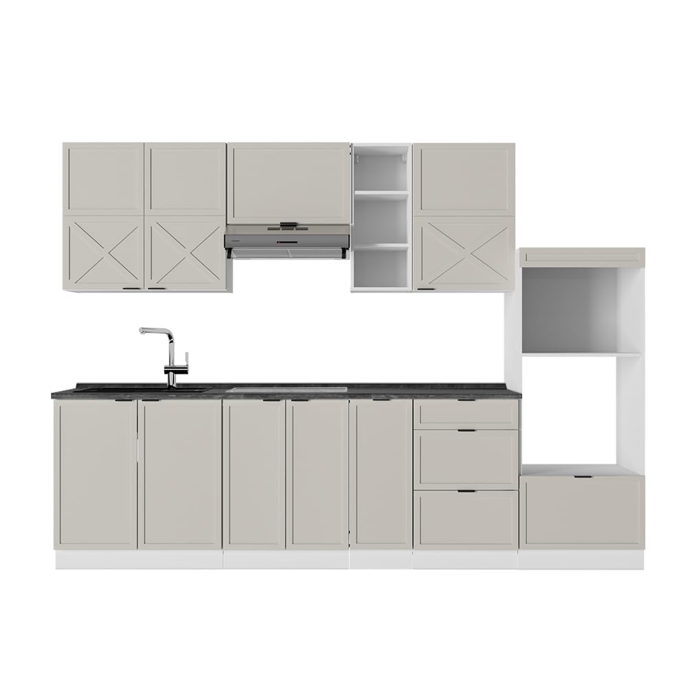 Vicco Fame-Line Kitchen Unit 280 cm without Worktop 280 cm High-Gloss Anthracite / White