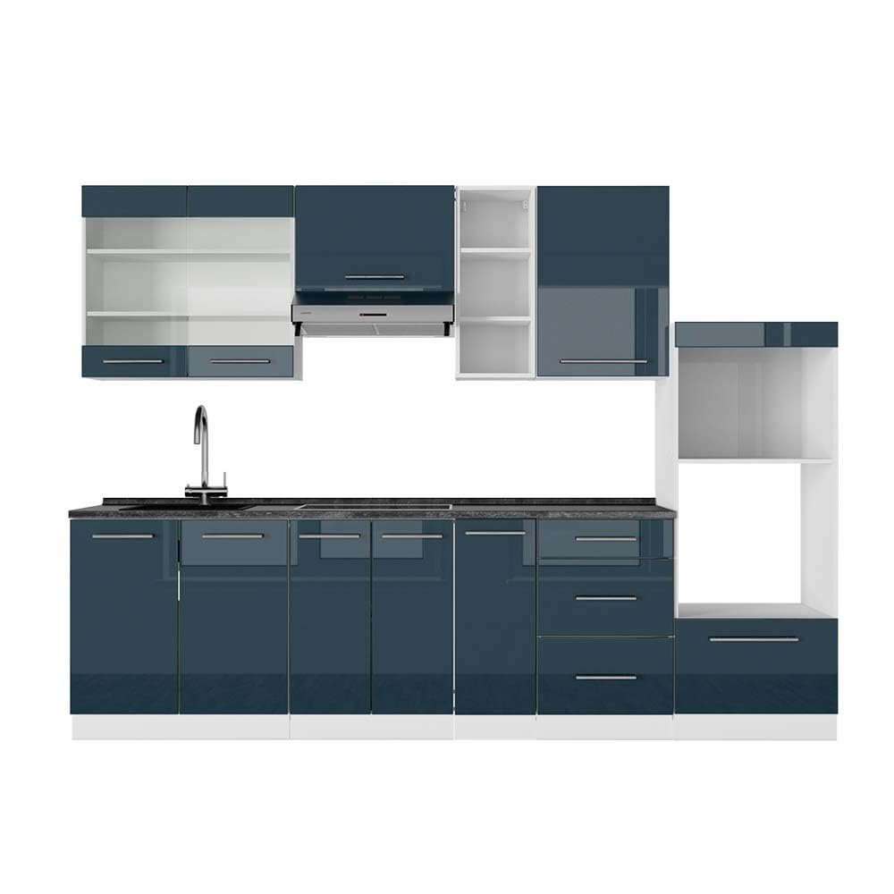 Vicco Fame-Line Kitchen Unit 280 cm without Worktop 280 cm High-Gloss Anthracite / White
