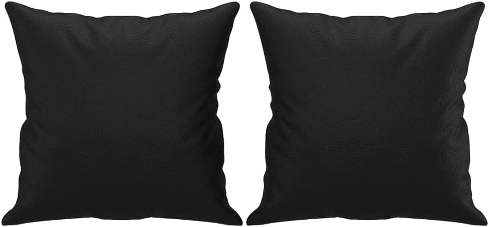 LAPOOH 3-TLG. Sofagarnitur mit Kissen Schwarz Kunstleder