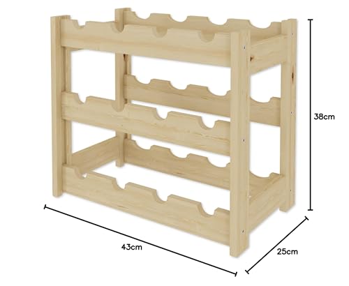 Lenmar, Wooden Wine Rack for Bottles, Natural, RW-1, Wine, Bottle Rack, Cellar Rack, Shelves, Bottle Holder (Natural, RW-1-42, 102 x 63 x 25, Brown, Holds 42 Bottles)