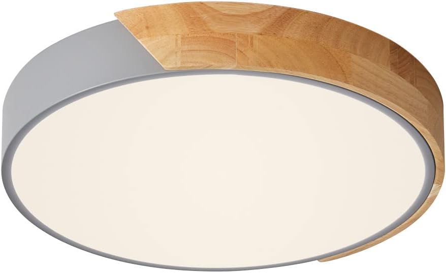 LED Wooden Ceiling Lights, Thin Flat Modern Flush-Mounted Light, Ceiling Lighting Lamps for Dining Room, Hallway, Living Room, Kitchen, Bedroom, 30 cm x 30 cm, 24 W, Warm White, 3000 K