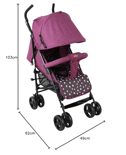 YALION Pushchair Buggy Travel Buggy Small Foldable 5 Reclining Positions Leg Warmer Shopping Basket Sun Canopy 360° Wheels Children's Buggy up to 15 kg Beige