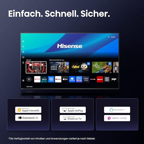 Hisense 43E7Q 43 Inch 4K UHD QLED, Smart TV, Game Mode Plus, Filmaker Mode, Dolby Vision Atmos, HDR10, HLG, HDR Immersive, AI 4K Upscaler, Dolby MS12, DTS X, Voice Control [2025]