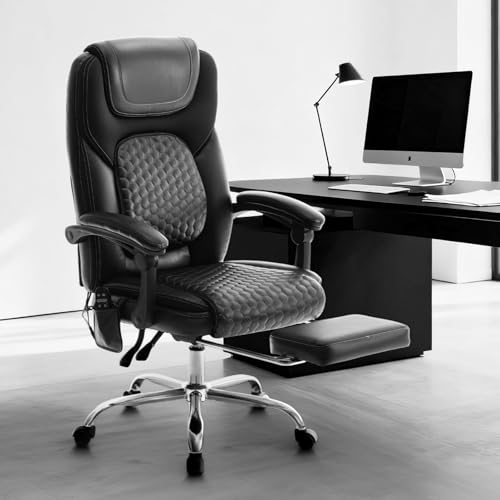 COLAMY Chefsessel aus Atmungsaktivem Leder – Ergonomischer Bürostuhl mit Taschenfederkern-Sitzkissen, Flip-up-Armlehnen& Leisen Rollen für Homeoffice und Büro, Schwarz
