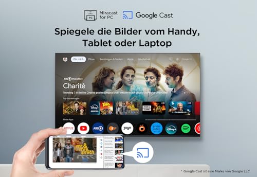 TCL 43V6C 43 Inch 4K UHD Smart TV - HDR10+, HVA Panel, Dolby Vision, Google TV, HDMI 2.1, DVB-T2/C/S2, Bluetooth 5.2, Voice Control with Alexa & Google Assistant