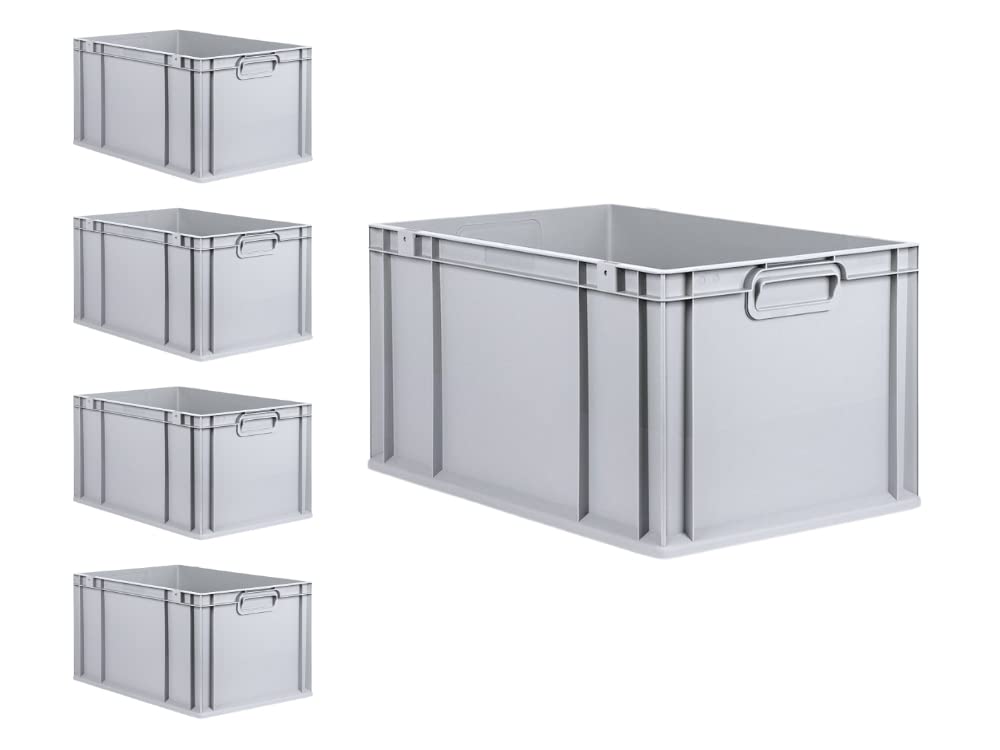 PROREGAL SuperSparSet 5 x Eurobox NextGen Economy | Closed Handles | H x W x D 17 x 30 x 40 cm | 16 Litres | Euro Container, Transport Box, Transport Container, Stacking Container