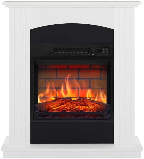 Collins AF18B Electric Fireplace 76 x 84 x 24 cm White 1.8 kW LED Flame Effect Thermostat 17-27°C