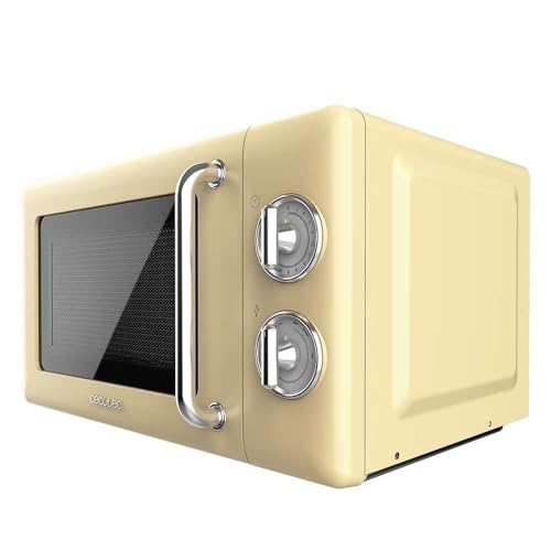 Cecotec Proclean 5110 20L Retro Beige 700W 5 Level Digital Microwave with Grill - 60 Minutes Timer - 8 Programmes and Defrost Mode - Vintage Beige