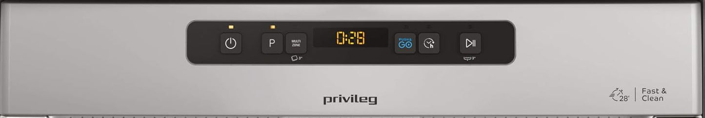 Privileg RUO 3T133 A F X Undermount Dishwasher 60 cm / 14 Place Settings / Fast & Clean 28 Inch / Auto Door / Push & Go / Option Multizone / Delay Start / Full Water Protection [Energy Class D]