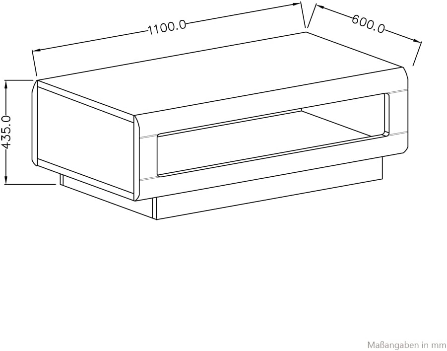 Lomadox Grandson Coffee Table Oak Modern Style with Open Compartment W x H x D Approx. 110 x 44 x 60 cm