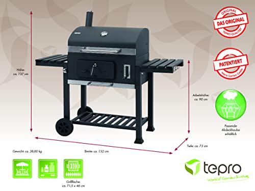 Tepro Toronto Basic 1163 Charcoal Grill, Surface: Approx. 52 x 36 cm