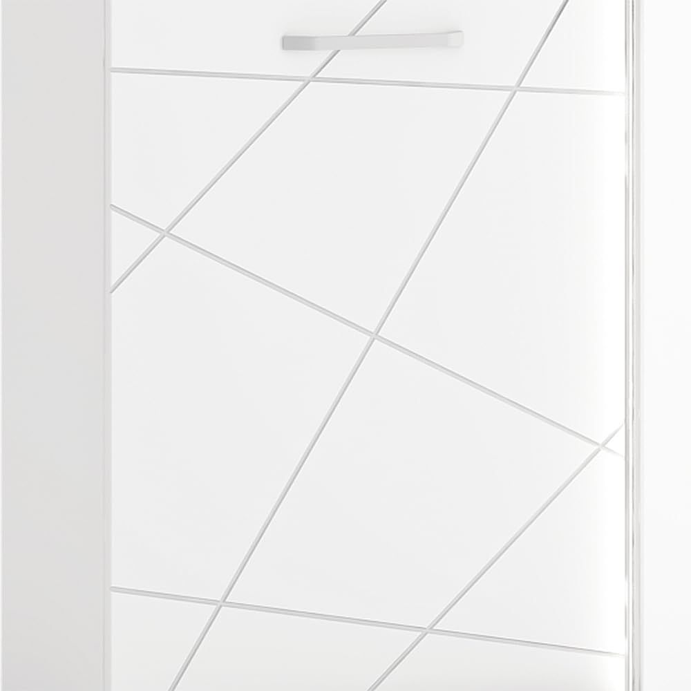 Living Room Furniture Set White 4-Piece Modern 1 Display Cabinet 1 Wall Shelf 1 Lowboard 1 Highboard with Lighting
