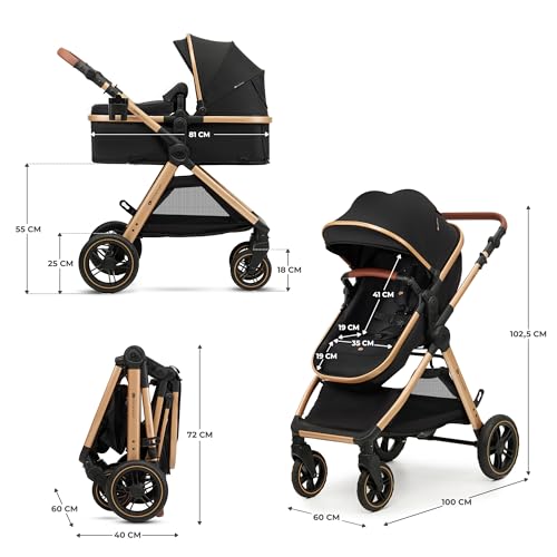 Kinderkraft ESME Pushchair 3-in-1 Complete Set up to 22 kg, Combination Pram Travel Systems with Baby Seat I-size 40-75 cm, Folding, Reclining Position, Beige