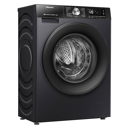 Hisense WF3S8043BB3 Waschmachine mit Dampffunkunktion, 8 kg, 1400 U,min, WIFI, ConnectLife, Power JetWash, Anti-Allergie Programm, Aqua Stop, Auto Wash, Quick Wash, EEK A-30 Prozent