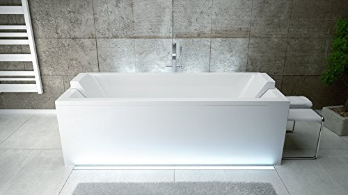 VBChome Bathtub Acrylic Set Bath Support Siphon Tub Rectangular White Design Modern Styrofoam Support Drain Fitting in Chrome Viega Simplex for 2 People
