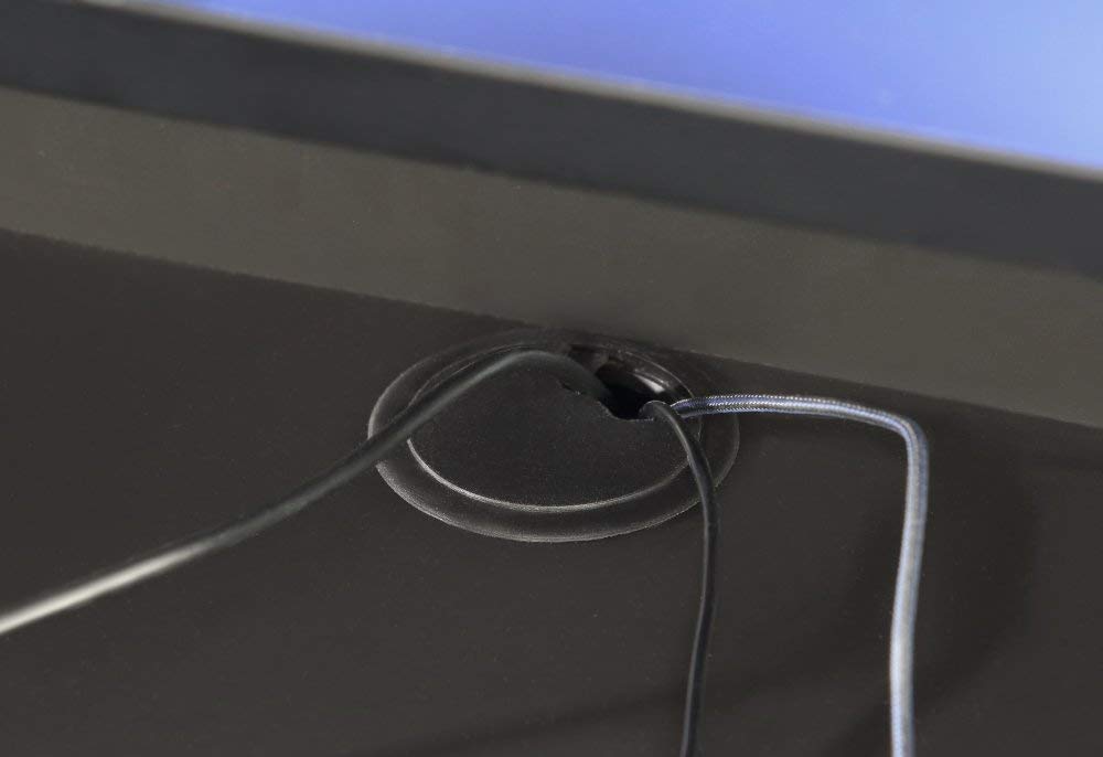 Forte TEZAUR Computer Desk Gaming Desk with LED Lighting and Shelf, Wood Material, Black, W x H x D: 200 x 91.1 x 125.4 cm