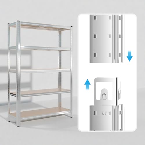 Wiltec Heavy Duty Shelving Unit 160 x 60 x 180 cm, 175 kg Shelf, Galvanised Steel, Load Shelving Unit with 4 Shelves, Workshop Shelving