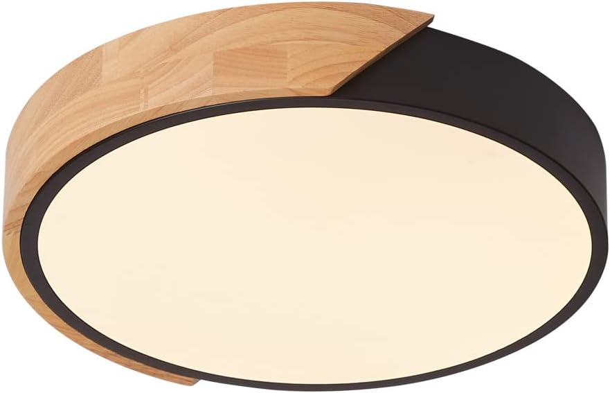 LED Wooden Ceiling Lights, Thin Flat Modern Flush-Mounted Light, Ceiling Lighting Lamps for Dining Room, Hallway, Living Room, Kitchen, Bedroom, 30 cm x 30 cm, 24 W, Warm White, 3000 K
