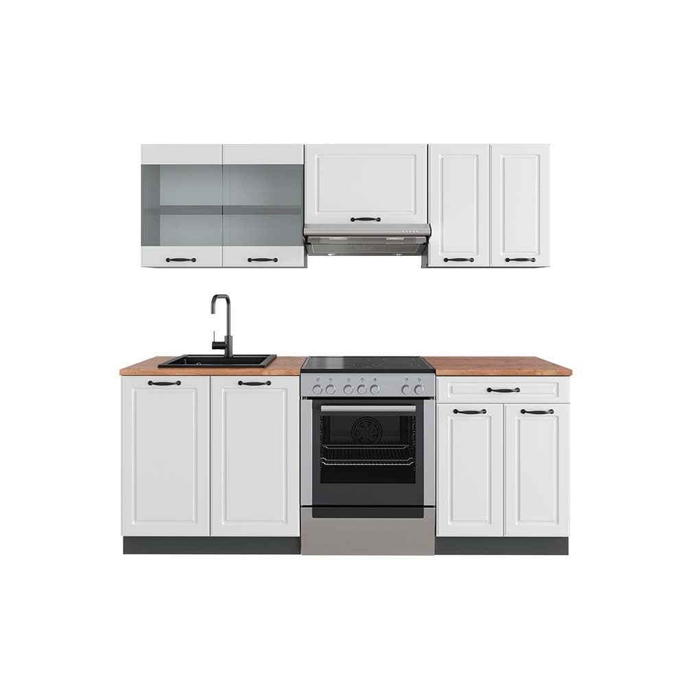 Vicco R-Line Kitchen Unit, White Country House / Anthracite, 200 cm without Worktop