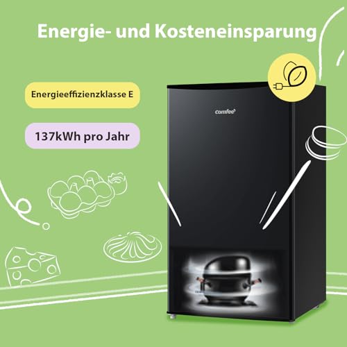 Comfee RCD80WH2(E) Fridge with Freezer, 80 L Tabletop Fridge, with 12 L Freezer, -18 °C to -8 °C, 4 Star Freezer Rating, 137 kWh per Year, Adjustable Temperature Control, White