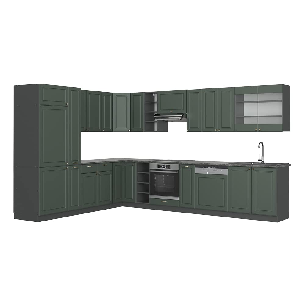 Vicco Fame-Line Corner Kitchen 257 x 347 cm White High Gloss / Anthracite without Worktop
