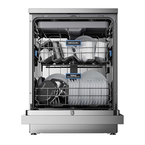 Cecotec Dishwasher 60 cm - Freestanding Bolero Aguazero 6210 Inox D. 15 Cutlery, Energy Efficient, XXL Fullcolour Display, Third Compartment, 14 Programmes, Dual Zone Wash, Adjustable Compartment,