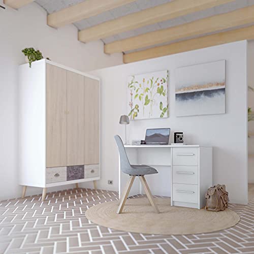 Amazon brand - Movian Idro modern desk, computer desk with 3 drawers, 56 x 110 x 73.5, white