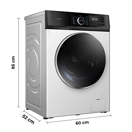 Cecotec Washing Machine 12 kg Front Load Bolero DressCode 12500 Inverter Steel A, 1400 rpm, Inverter Plus Motor, 16 Progr, SteamMax, Pearl Drum, Delay Start, Drum Clean, Display, Allergy Care, Stop &