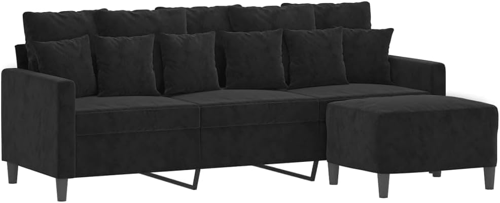 Willood 3-TLG. Sofagarnitur mit Kissen Dunkelgrau Samt,Sofa geeignet für Wohnzimmer, Sofa Set, mit Armlehnen und Kissen