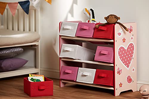 Kesper 17725 Children's Storage Shelf with 9 Textile Drawers Dinosaur Motif