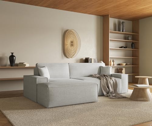 Selsey Sofa Corner Sofa Bed Couch with Storage Space Sleep Function Easy Care Polyurethane Foam L Shape Right Farese Beige Corduroy Look