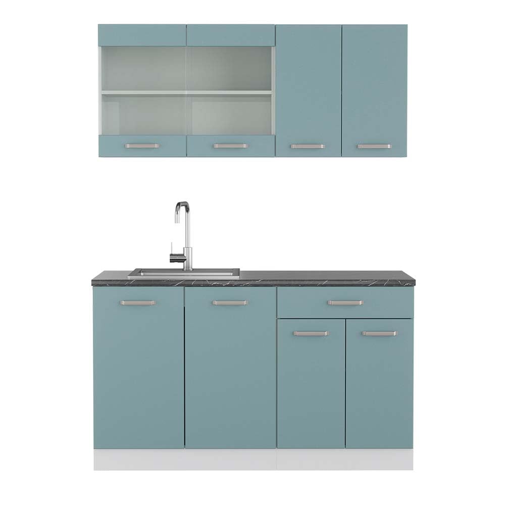 Vicco Single Kitchen R-Line, Blue/Grey/White, 140 cm, AP Anthracite