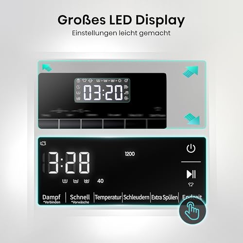 Hisense WF3S1043BW3 Washing Machine with Steam Function, 10.5 kg, 1400 rpm, 19 Programmes, WiFi, ConnectLife, Power JetWash, Aqua Stop, Auto Wash, Quick Wash, Steam Refresh, Energy EEK A-20 Percent