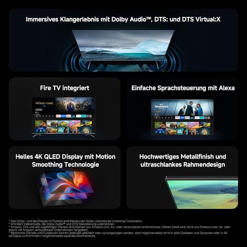 Xiaomi F Pro 32" QLED Smart TV, Fire TV, Triple Tuner DVB-C/S/S2/T/T2, Dolby Audio, DTS Virtual:X, DTS-HD, Voice Control with Alexa, Compatible with Apple AirPlay