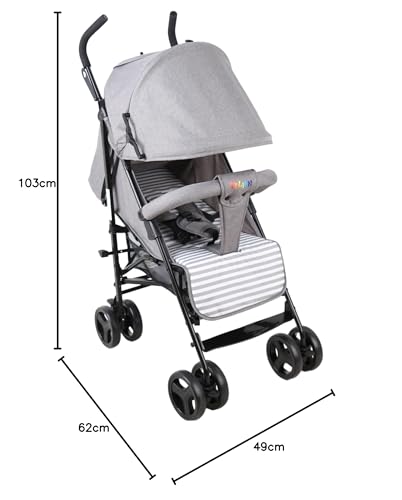 YALION Pushchair Buggy Travel Buggy Small Foldable 5 Reclining Positions Leg Warmer Shopping Basket Sun Canopy 360° Wheels Children's Buggy up to 15 kg Beige