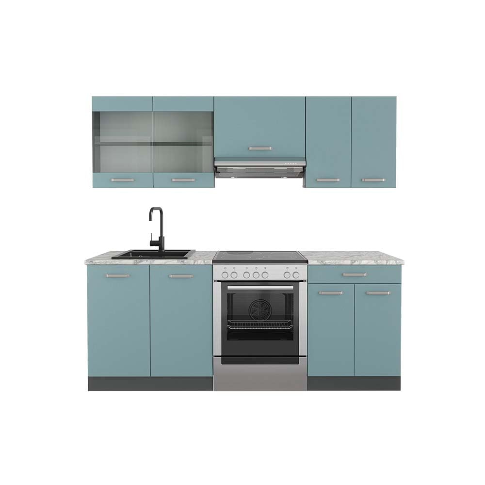 Vicco R-Line Kitchen Unit, White High-Gloss / Anthracite, 200 cm without Worktop
