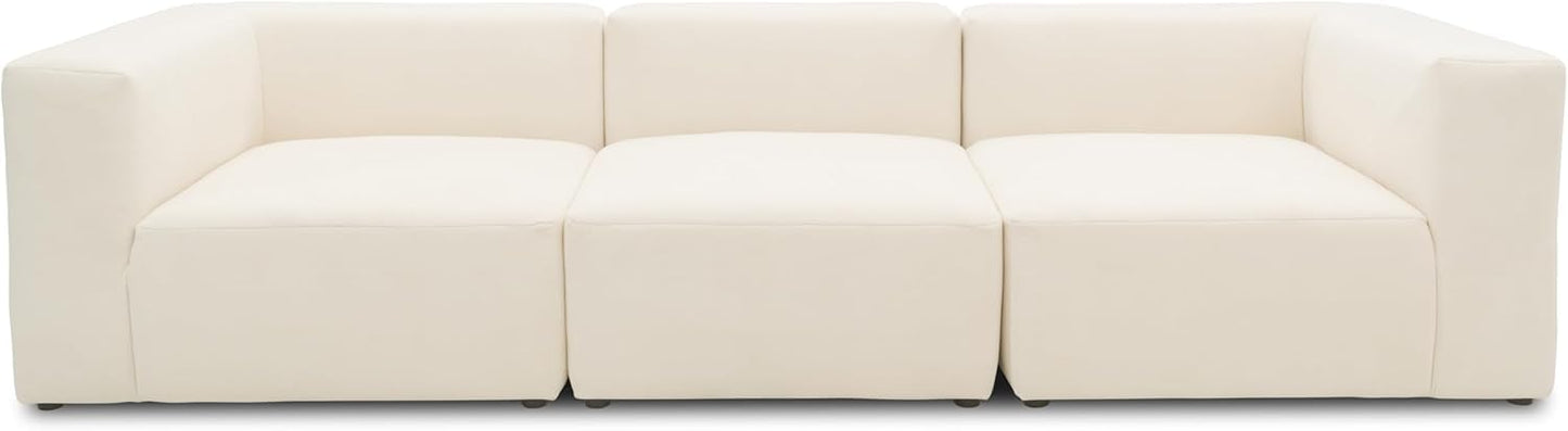 DOMO. collection Adrian Modular Sofa, 3-Seater Made of 2 x Corner Chairs and 1 x Chair, Big Sofa, Module Couch, 3 Upholstery Elements, 3-Seater Couch, 301 x 108 x 69 cm (W x D x H), Cream