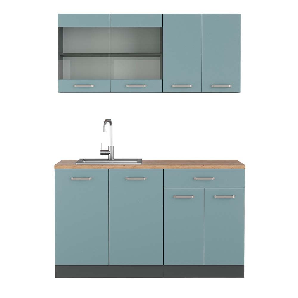 Vicco Single Kitchen R-Line, White High Gloss / Anthracite, 140 cm without Worktop