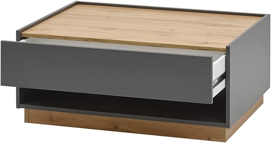 Lomadox Coffee Table Living Room in Anthracite with Wotan Oak Inserts W x H x D Approx. 90 x 38 x 60 cm