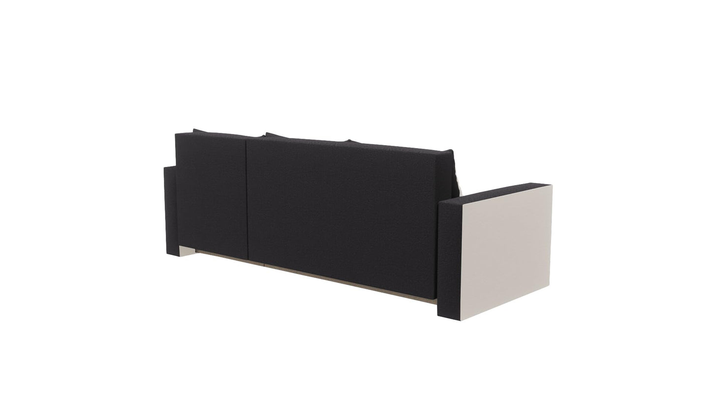 FORNIRO 24 Loft Ecksofa mit Schlaffunktion und Bettkasten - Sofa mit 3 Sitzen und Robustem Überzug - Universal Schlafcouch L-Form - Modern Couch - 225x130x75 cm - Schwarz-Türkis